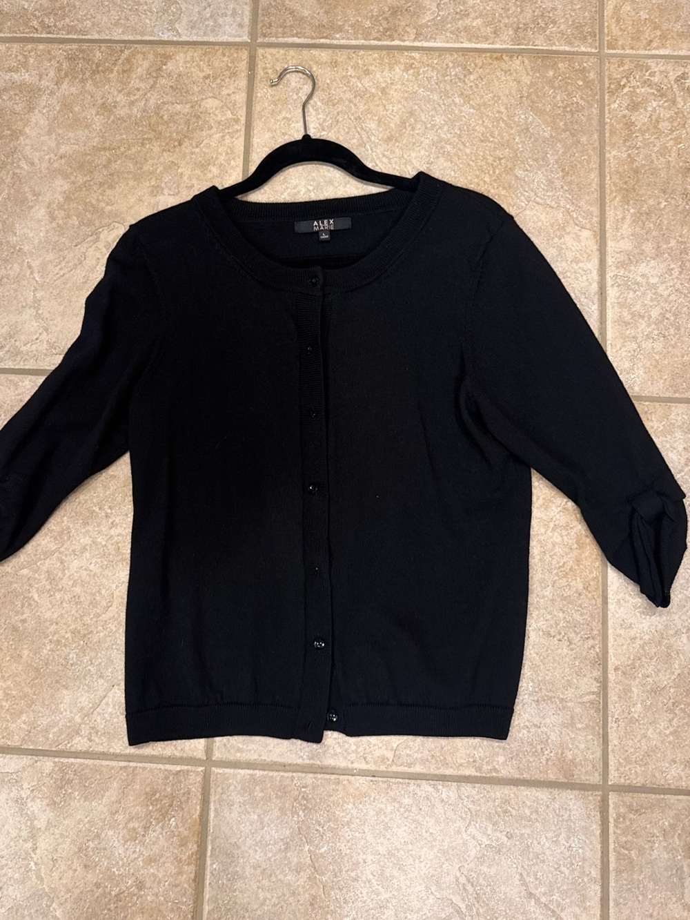 Alex Marie Black Button-Front Knit Cardigan